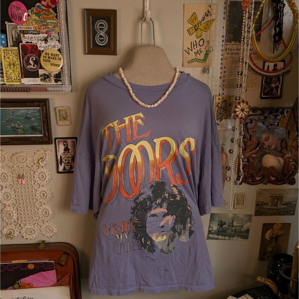 The Doors Graphic T-Shirt Women's Oversized Medium Light Purple Jim Morrison